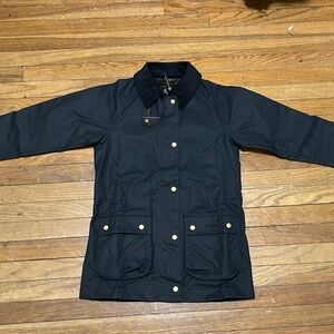 Brand New Barbour Women’s Navy Acorn Waxed Cotton Jacket UK Size 6